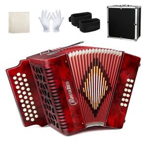 Rowadtim Accordion 31 Key Button Professional Diatonic Concertina 12 Bass